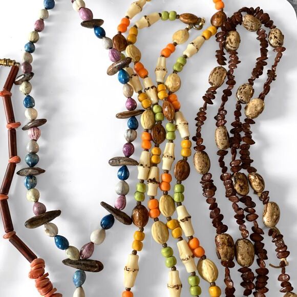 NOT FOR SALE Vintage Natural Shell Wood Bead Necklace Lot - Picture 5 of 5